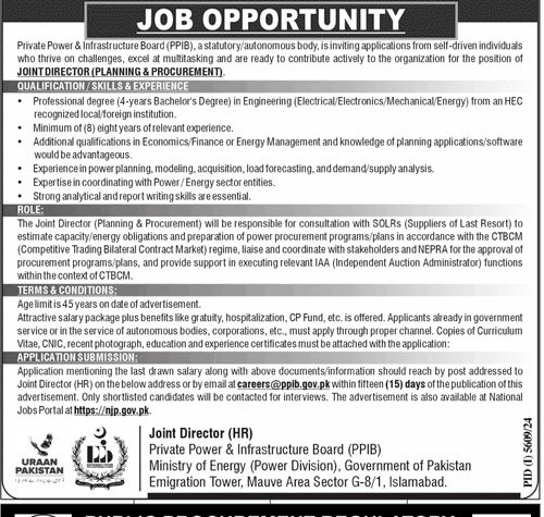 Private Power & Infrastructure Board ppid Islamabad Jobs – Punjab Public Private Partnership Authority (PPPA) Jobs 2025 — original advertisement