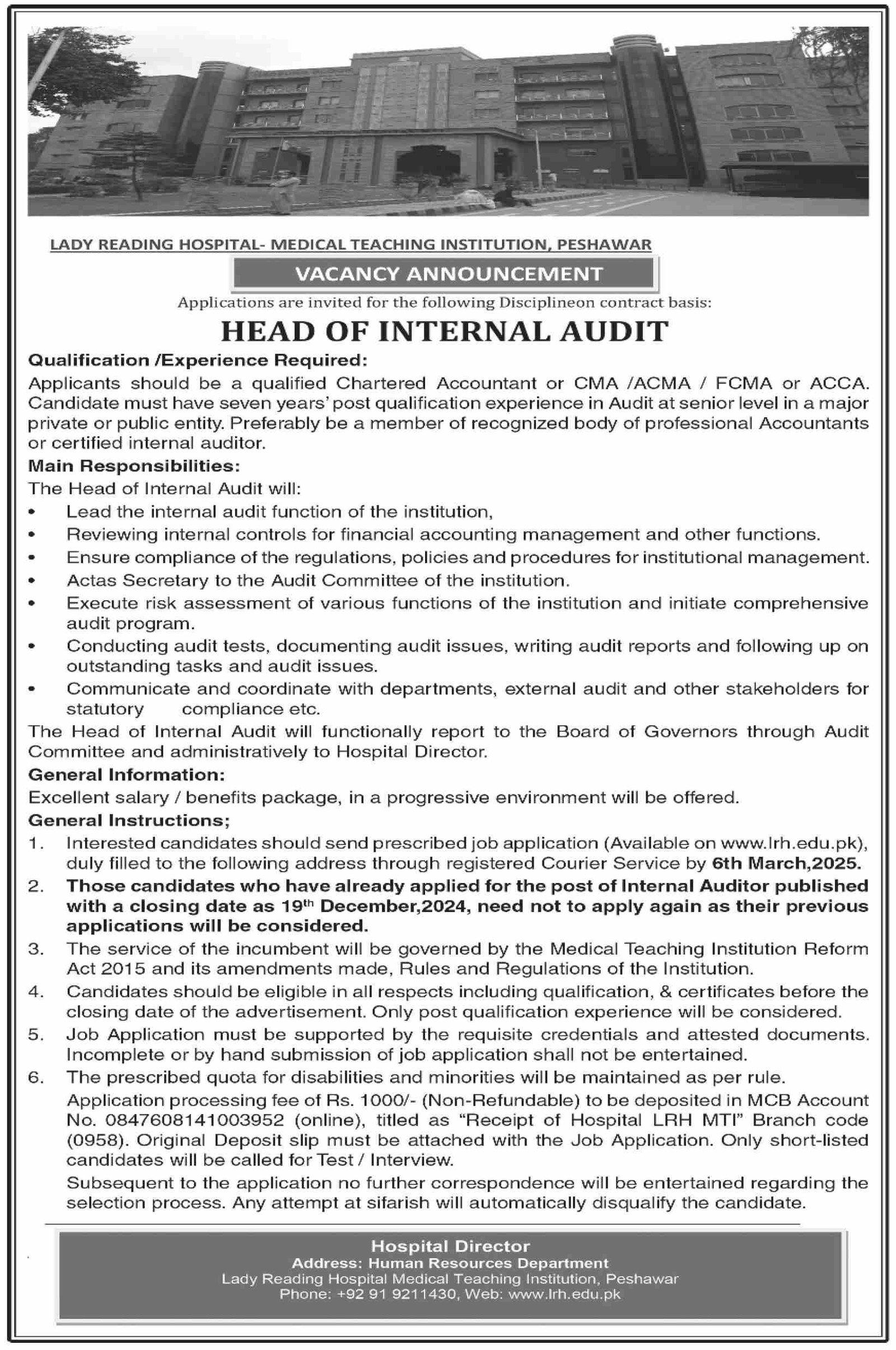 Lady Reading Hospital Peshawar Jobs 2025 Jobs 2025 — original advertisement
