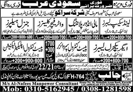 Pest Control Supervisor & Landscape Labor Jobs 2025 – Al Nafees Medical College & Hospital Jobs 2025 — original advertisement