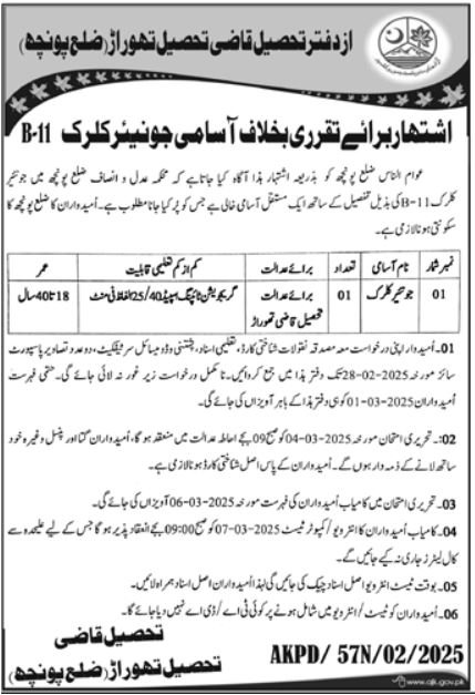 District & Session Court Admin Poonch Jobs 2025 – District & Session Judge Jobs 2025 — original advertisement