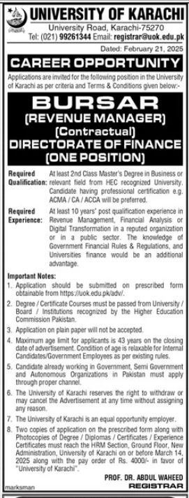 University of Karachi Sindh Jobs 2025 Jobs 2025 — original advertisement