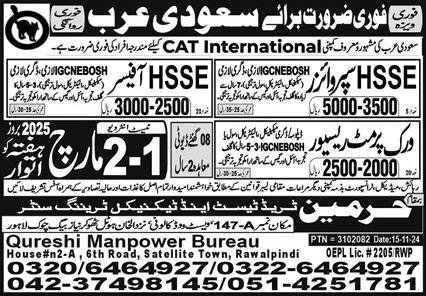HSSE Officer & Work Permit Receiver Jobs 2025 – Harmain Trade Test & Technical Training Center Jobs 2025 — original advertisement
