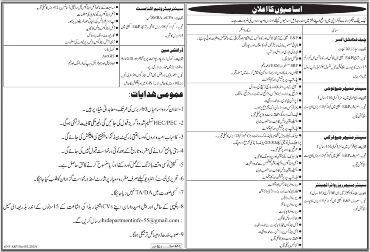 Public Sector Organization Karachi Jobs 2025 Jobs 2025 — original advertisement