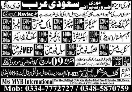 Shuttring Carpanter And Steel Fixer Jobs in Saudia Arabia – Gulf Overseas Technical Services Jobs 2025 — original advertisement