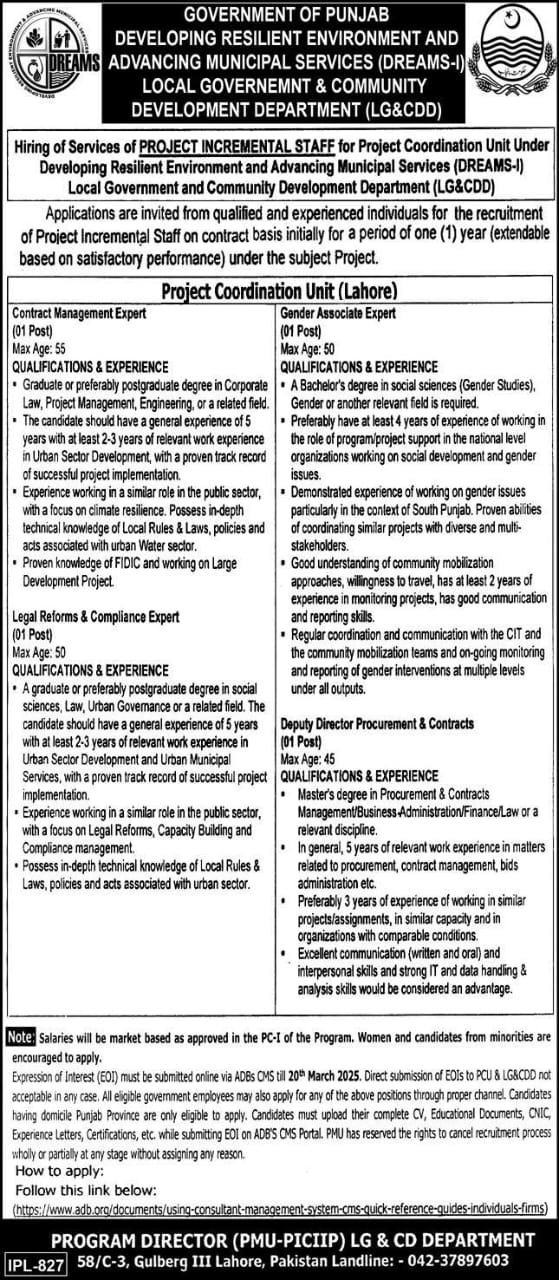 Local Government and communities Department Jobs 2025 – Local Government Department Punjab Jobs 2025 — original advertisement