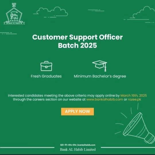Bank al Habib Limited Jobs 2025 – Bank AL Habib Limited (BAHL Jobs 2025 — original advertisement