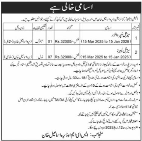Station Health Organization SHO Dera Ismail Khan Jobs 2025 – Pakistan Army Jobs 2025 — original advertisement