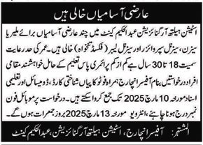 Station Health Organization Abdul Hakeem Cantt Jobs 2025 – Pakistan Army Jobs 2025 — original advertisement