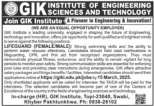 GIK Institute of Engineering Sciences & Technology Swabi Job – Ghulam Ishaq Khan GIK Institute of Engineering Sciences and Technology Swabi Jobs 2025 — original advertisement