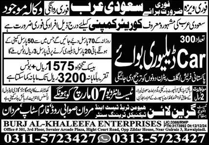 Car Delivery Driver & Driver Jobs 2025 In Saudi Arabia – Green Line Human Resource Manpower Jobs 2025 — original advertisement