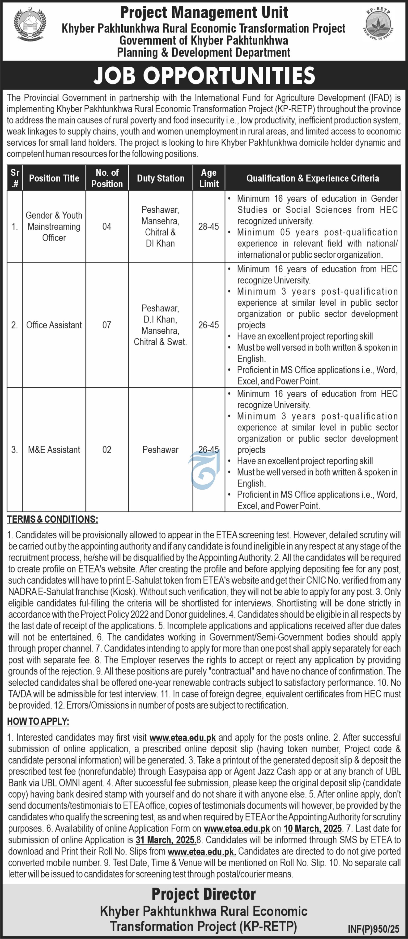Planning & Development Department Peshawar Jobs 2025 – Planning & Development Department KPK Jobs 2025 — original advertisement