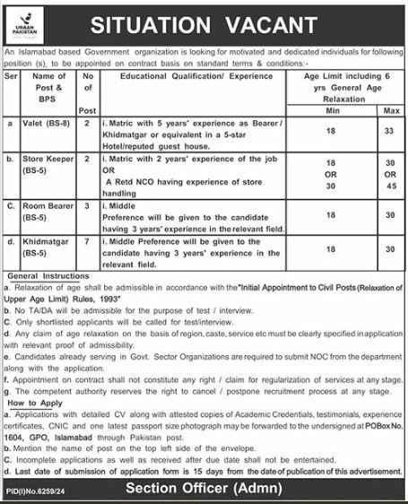 Government Organization Islamabad Jobs 2025 – Public Sector Organization Jobs 2025 — original advertisement