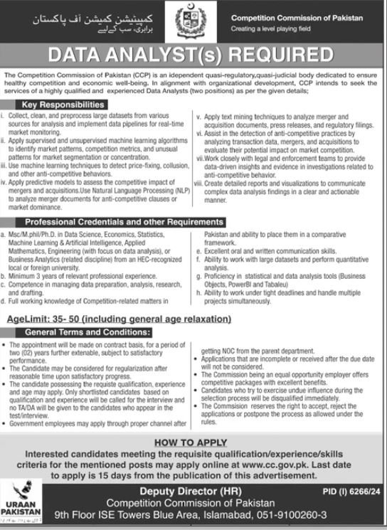 Competition Commission Of Pakistan Islamabad Job 2025 Jobs 2025 — original advertisement