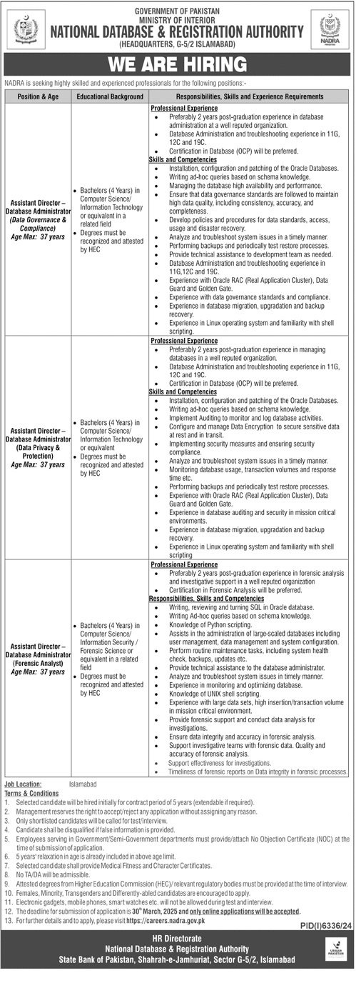 National Database & Registration Authority NADRA Jobs – National Database and Registration Authority Jobs 2025 — original advertisement