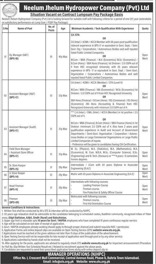 Neelum Jhelum Hyderopower Company Pvt Ltd Jobs 2025 – Private Company Jobs 2025 — original advertisement