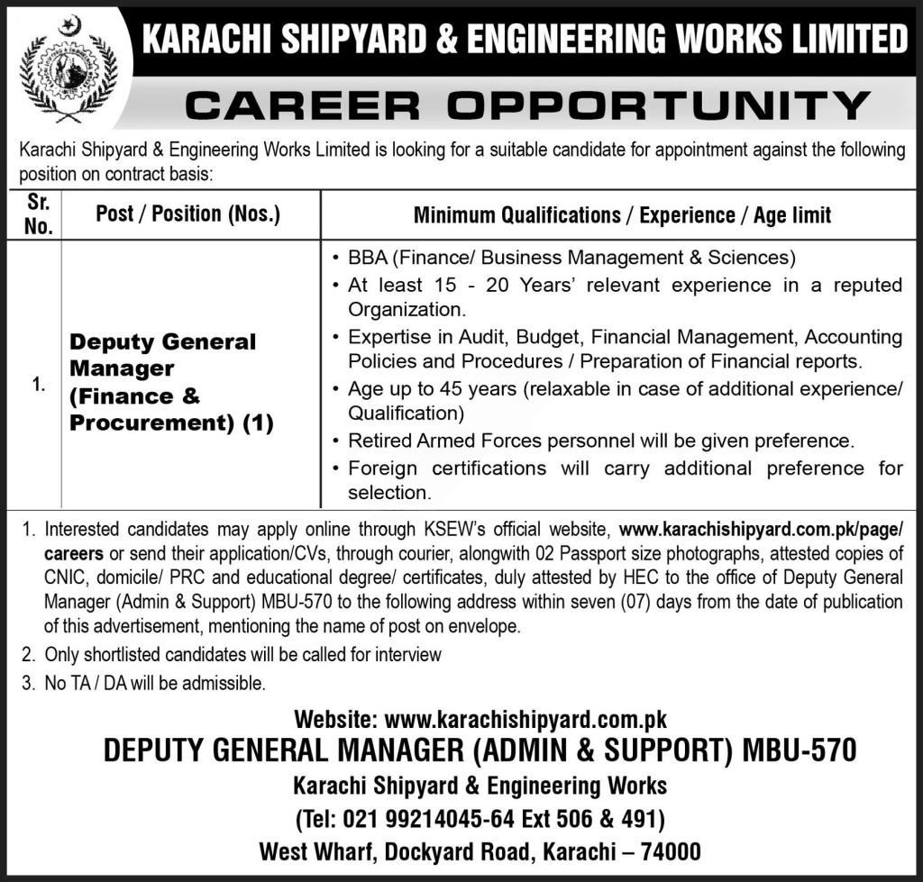 Karachi Shipyard And Engineering Works Jobs 2025 – Karachi Shipyard & Engineering Works Limited Jobs 2025 — original advertisement