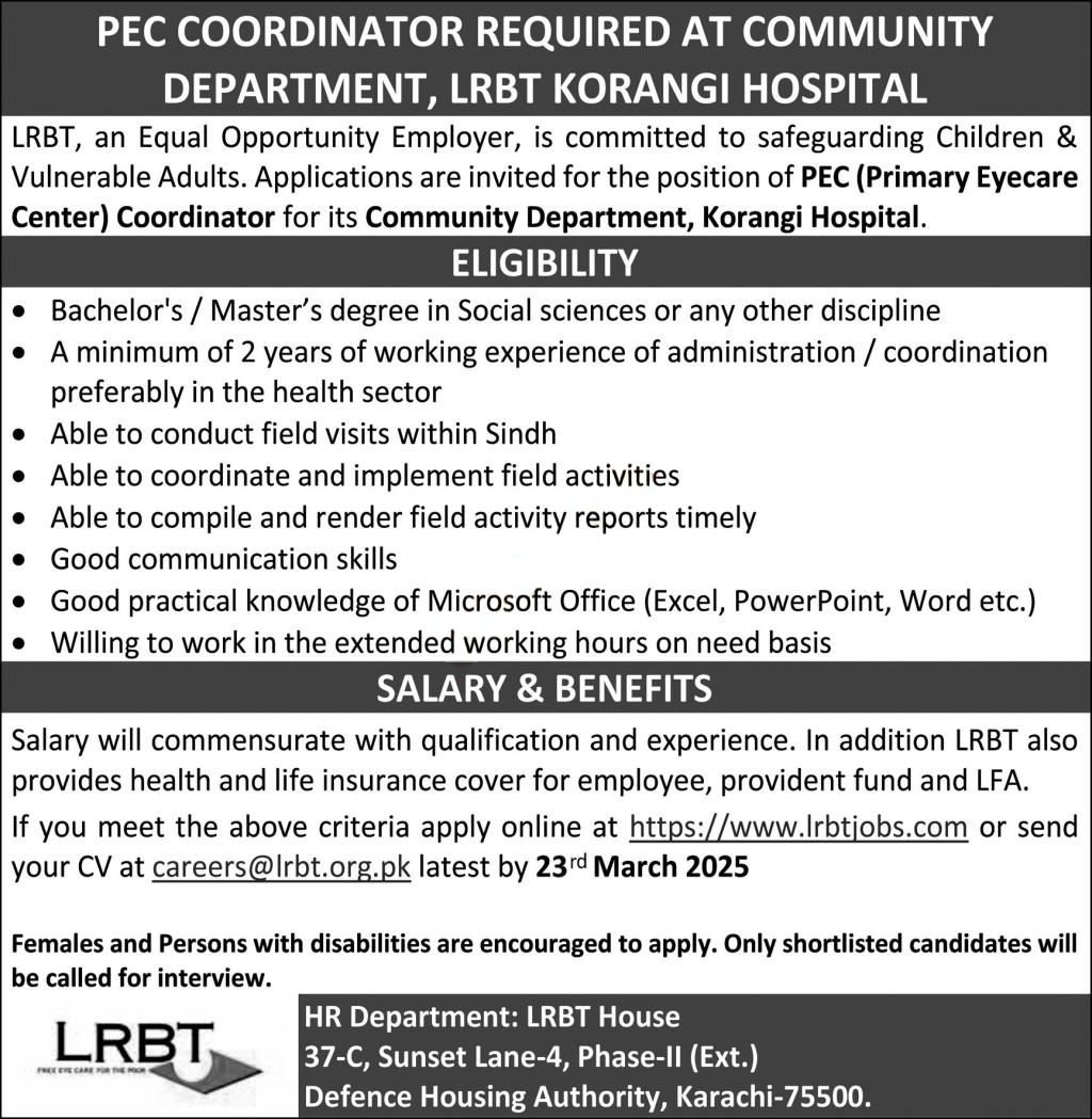 Layton Rahmatullah Benevolent Trust LRBT Karachi Jobs 2025 – LRBT Layton Rahmatullah Benevolent Trust Jobs 2025 — original advertisement