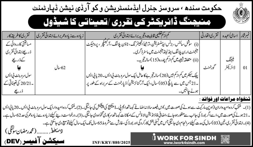 Services General Administration & Coordination S&GAD Jobs – Services General Administration Department Punjab Jobs 2025 — original advertisement