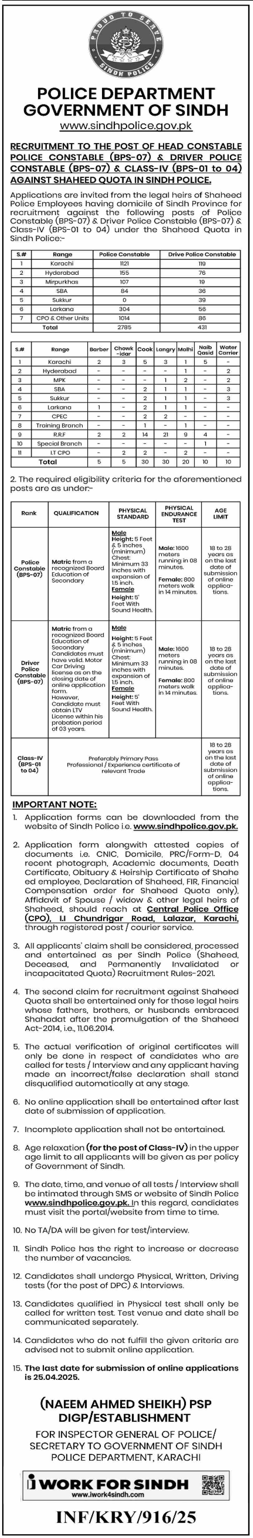 Police Department Sindh Jobs 2025 Jobs 2025 — original advertisement