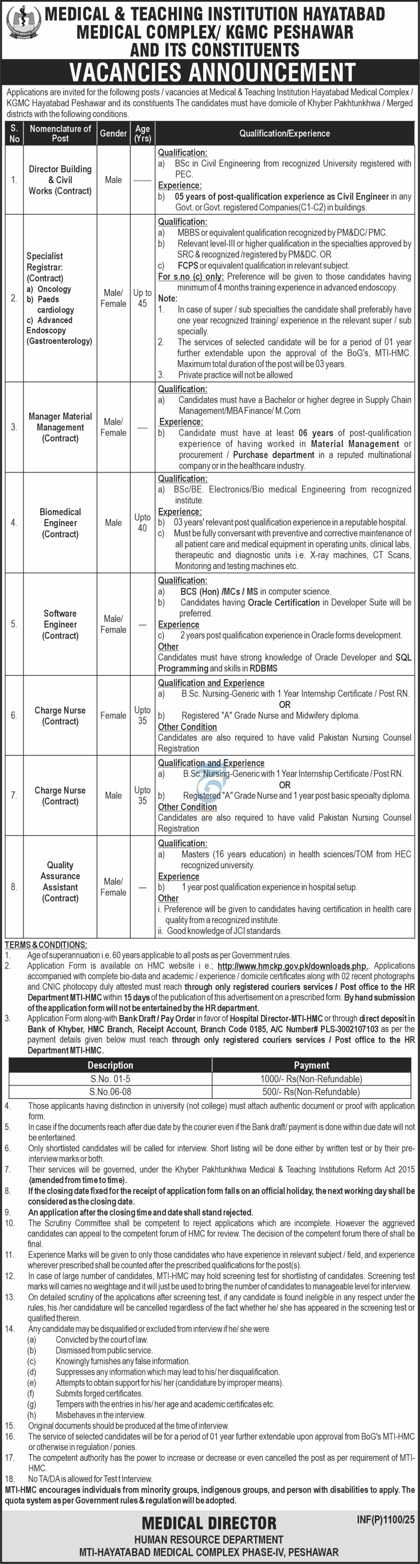 Hayatabad Medical Complex Peshawar Jobs 2025 Jobs 2025 — original advertisement