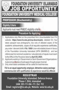 Foundation University Islamabad Jobs 2025 Jobs 2025 — original advertisement