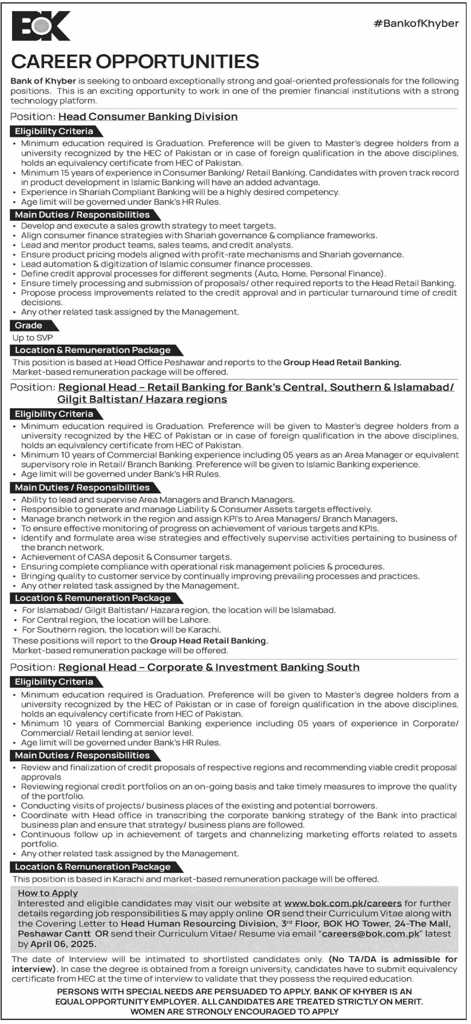 Bank of khyber bok Jobs 2025 Jobs 2025 — original advertisement