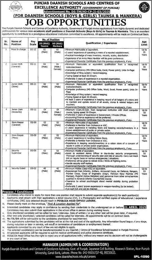 Punjab Daanish School And Centres Jobs 2025 Jobs 2025 — original advertisement