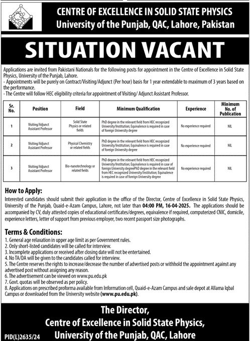 University of The Punjab Lahore Qac Jobs 2025 – Information Technology University of the Punjab Lahore Jobs 2025 — original advertisement