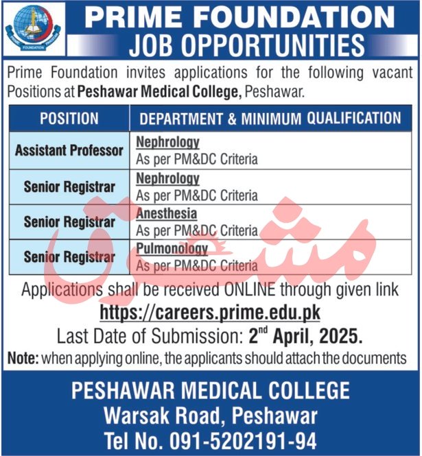 Prime Foundation Peshawar Jobs 2025 Jobs 2025 — original advertisement