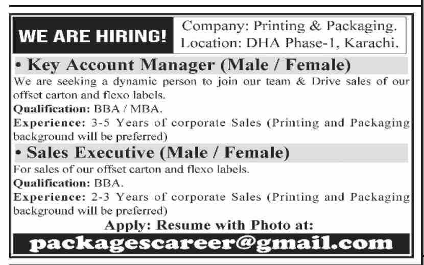 Printing & Packaging Company Karachi Jobs 2025 – Private Company Jobs 2025 — original advertisement