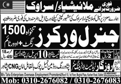 General Worker Jobs in Malaysia 2025 – Tahaa Enterprises Jobs 2025 — original advertisement