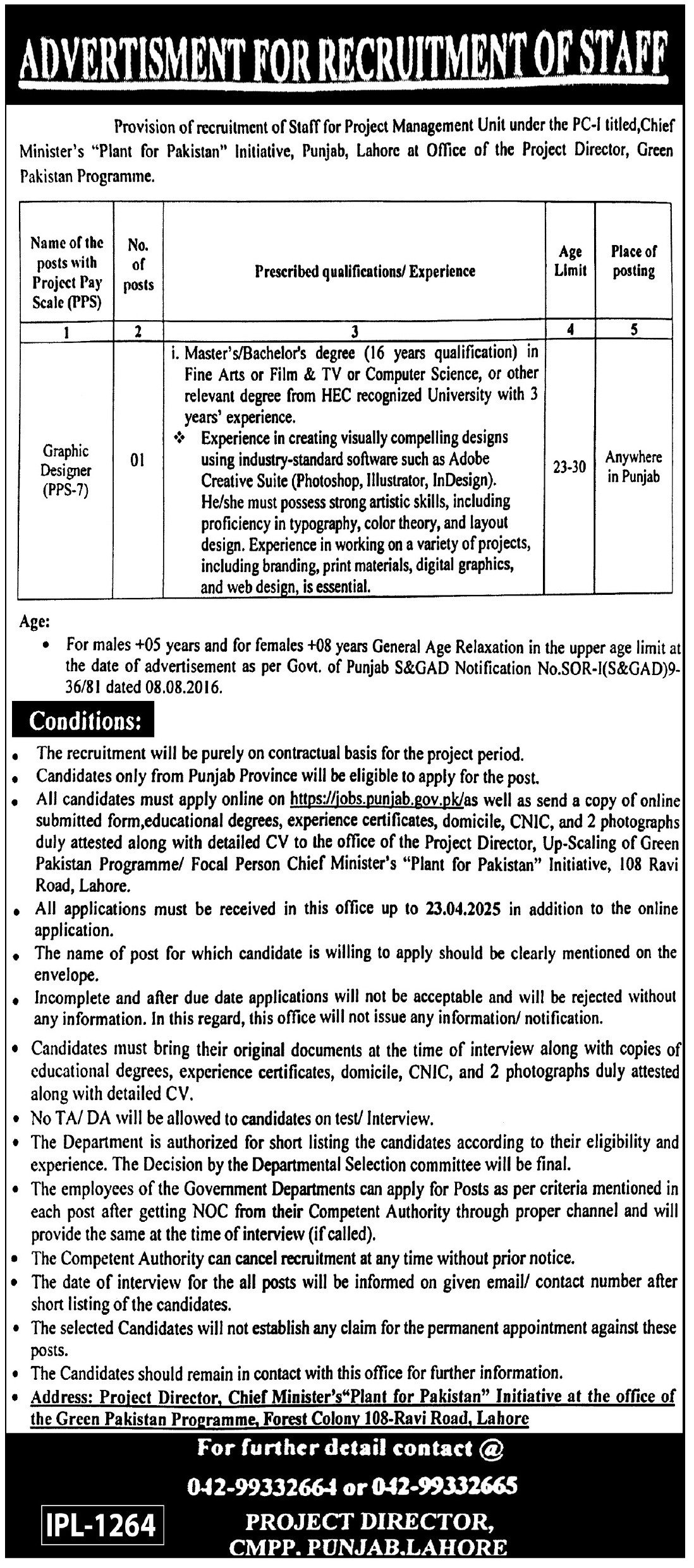 Chief Minister Plant For Pakistan Punjab Jobs 2025 – Public Sector Organization Jobs 2025 — original advertisement