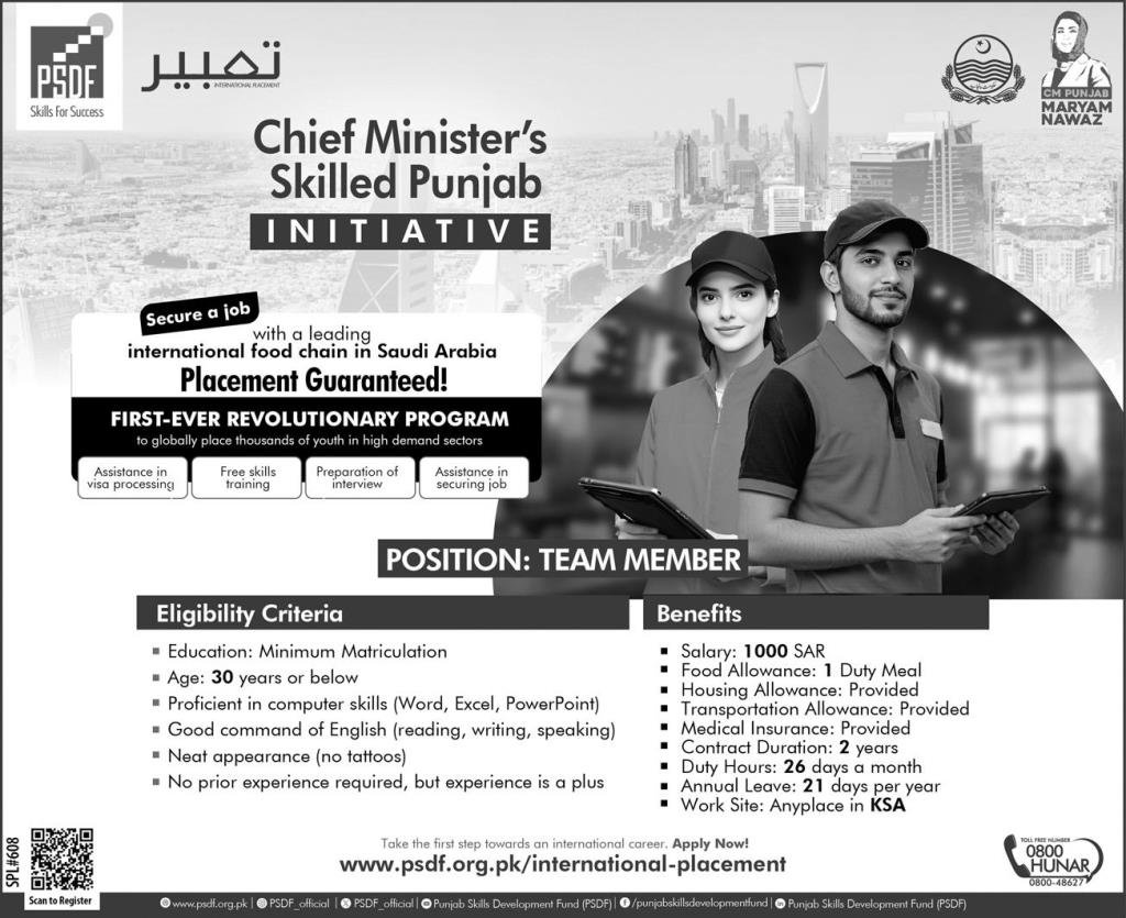 Punjab Skill Development Fund PSDF Jobs 2025 – Punjab Skills Development Fund Jobs 2025 — original advertisement