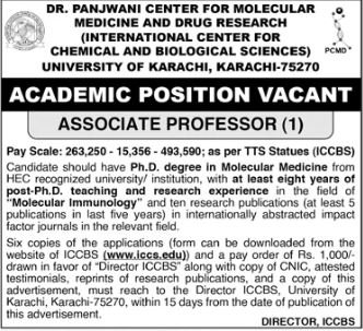 University Of Karachi Associate Professor Jobs 2025 Jobs 2025 — original advertisement