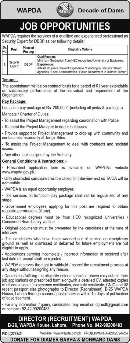 Water and Power Development Authority Lahore Jobs 2025 Jobs 2025 — original advertisement