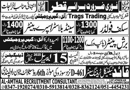 Brush Painter And Spray Painter Jobs in Qatar 2025 – Al Amthal Recruitment Jobs 2025 — original advertisement