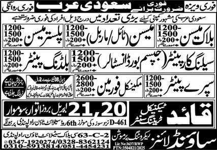 Ceiling Carpenter & Mechanical Foreman Jobs 2025 – New Gondal Manpower Bureau Jobs 2025 — original advertisement