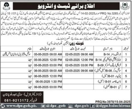 Social Welfare Department Job Test Interview 2025 – Social Welfare Departmen Balochsitan Jobs 2025 — original advertisement