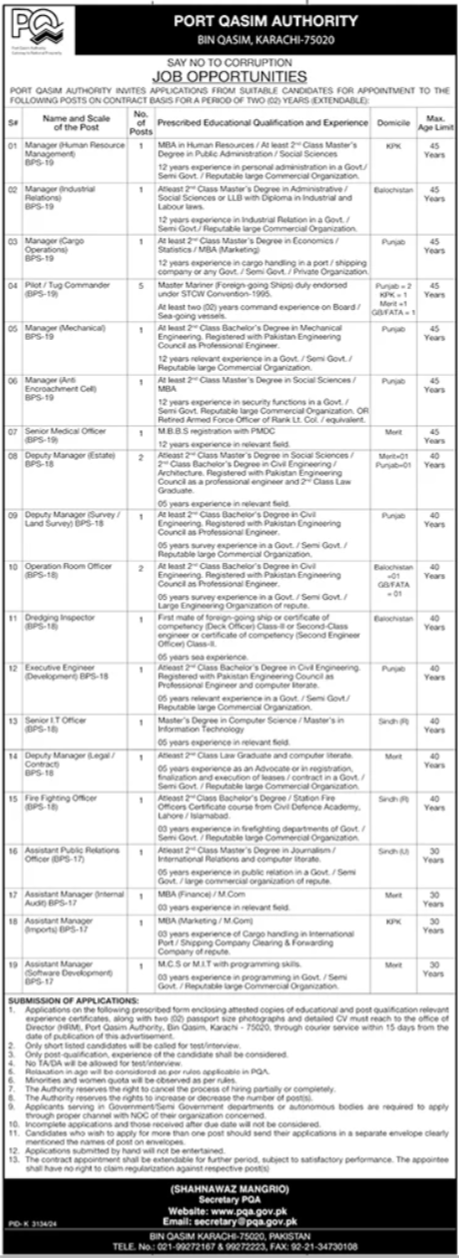 Port Qasim Authority PQA Karachi Jobs 2025 – Port Qasim Authority Karachi Jobs 2025 — original advertisement