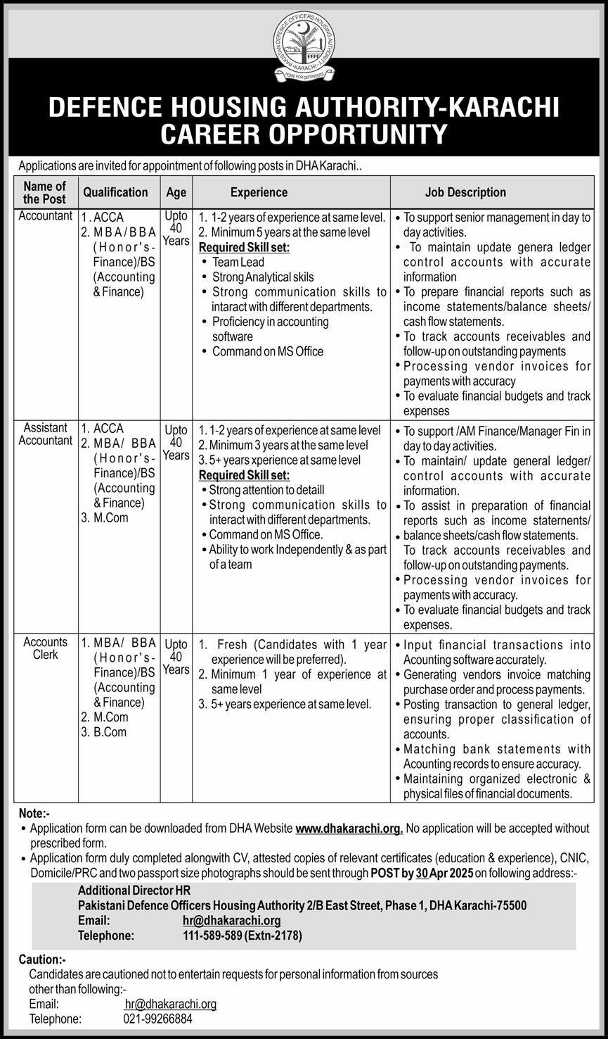 Defence Housing Authority DHA Karachi Jobs 2025 Jobs 2025 — original advertisement