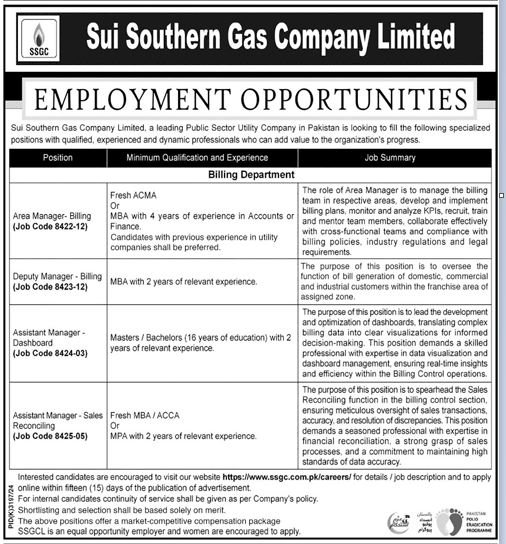 Sui Southern Gas Company Jobs 2025 – Sui Southern Gas Company Limited Jobs 2025 — original advertisement