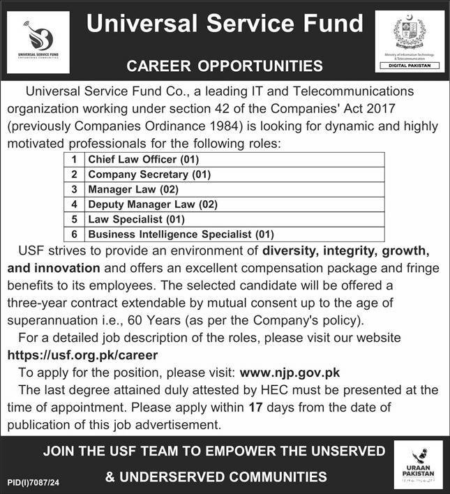 Universal Service Fund Islamabad Jobs 2025 Jobs 2025 — original advertisement