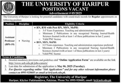 The University Of Haripur Job 2025 Jobs 2025 — original advertisement