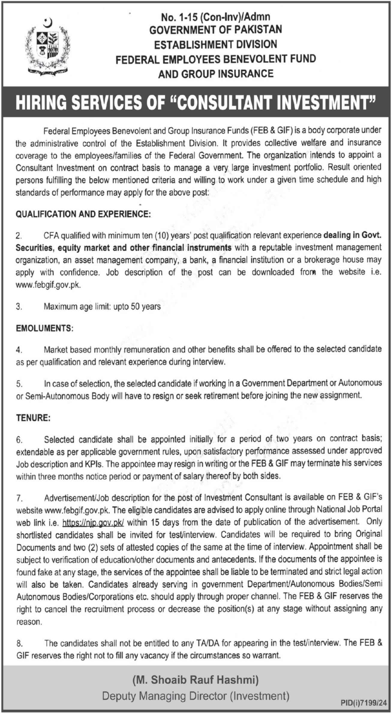 Federal Employees Benevolent Fund FEB&GIF Jobs 2025 – Public Sector Organization Jobs 2025 — original advertisement