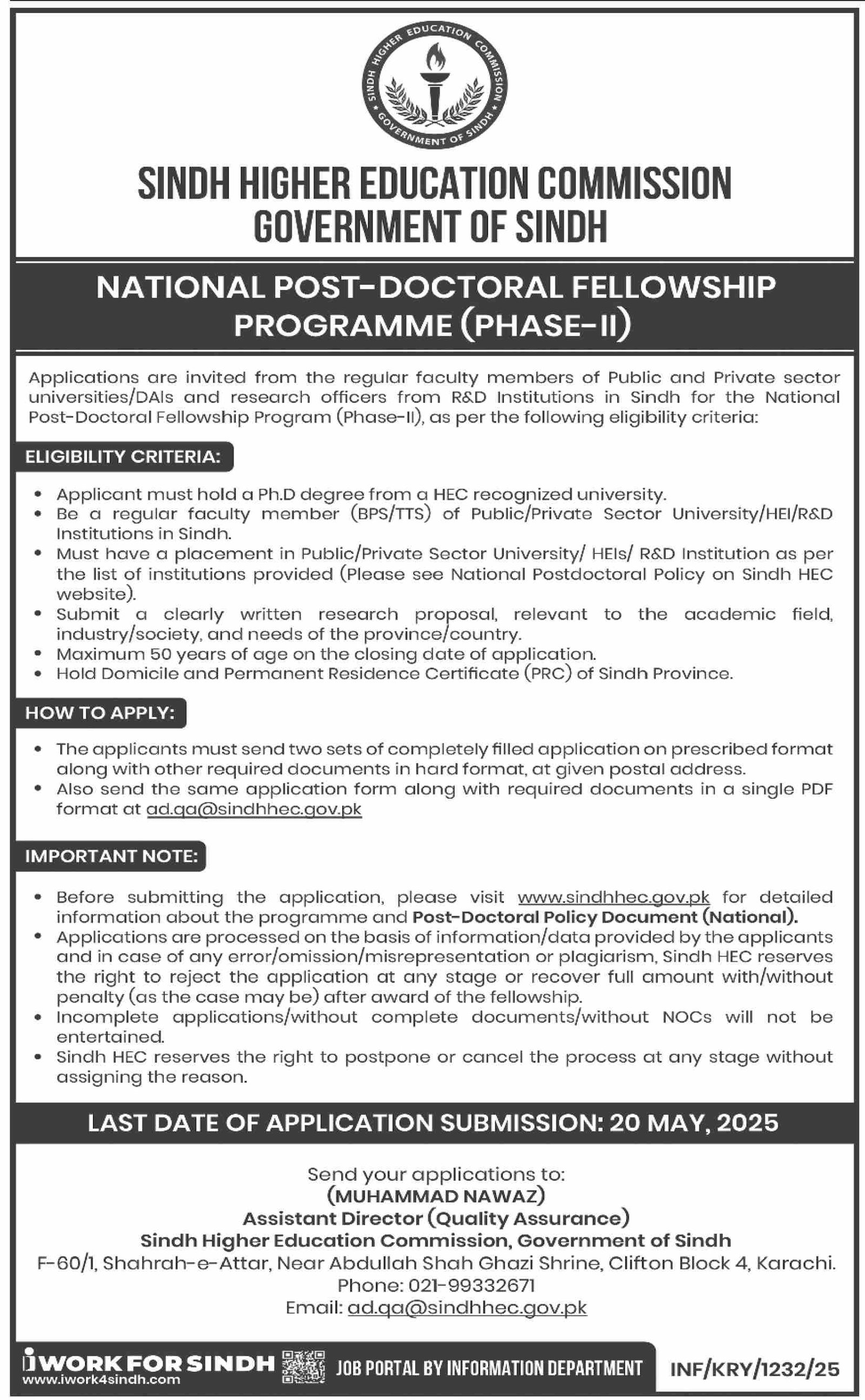 Sindh Higher Education Commission SHEC Karachi Job 2025 Jobs 2025 — original advertisement
