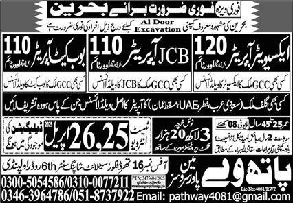 Bobcat Operator & JCB Operator Jobs 2025 In Bahrain – Pathway Manpower Services Jobs 2025 — original advertisement