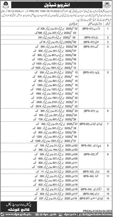 Bolan Medical College BMC Quetta Jobs Interview 2025 – Bolan Medical College Quetta Jobs 2025 — original advertisement