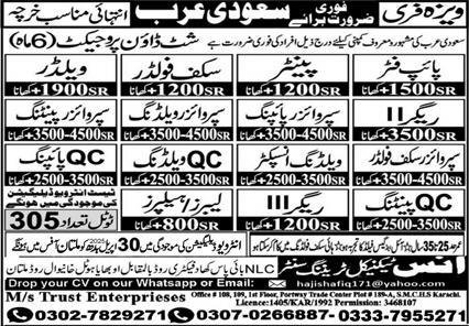Rigger & Supervisor Scaffolder Jobs 2025 In Saudi Arabia – Trust Enterprizes Jobs 2025 — original advertisement
