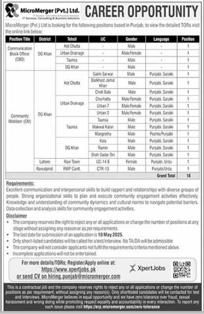 Micromergers Private Limited Jobs 2025 Jobs 2025 — original advertisement