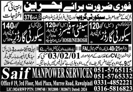 Female Security Guard & Safety Officer Jobs 2025 – Saif Manpower Services Jobs 2025 — original advertisement